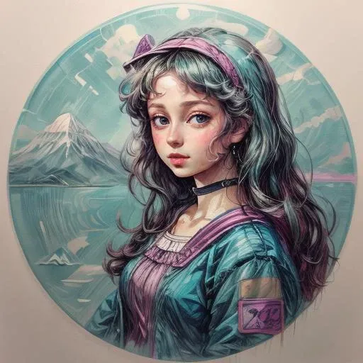 cutecore vaporwave style, (mona lisa:0.8)  <lora:Cutecore_Vaporwave:0.5>
