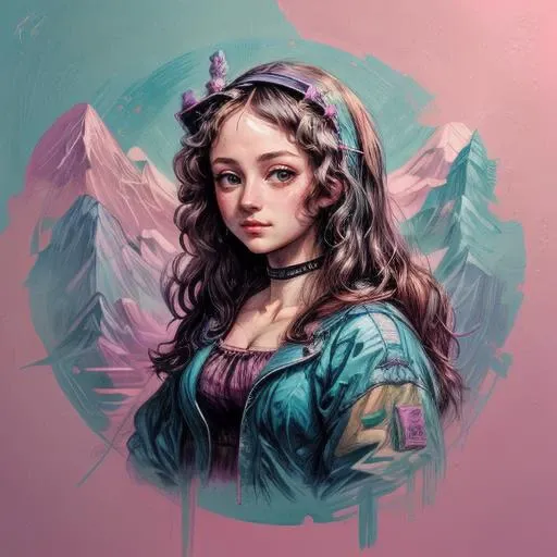 cutecore vaporwave style, (mona lisa:0.8)  <lora:Cutecore_Vaporwave:0.5>