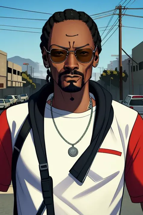 Snoop dogg in gta v, masterpiece, best quality, outdoor