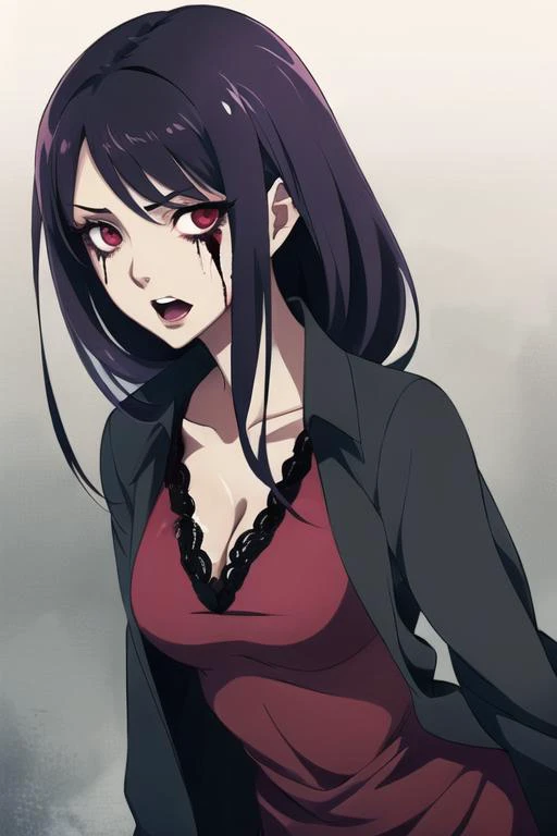 female girl, attractive, horror anime, scary but beatiful