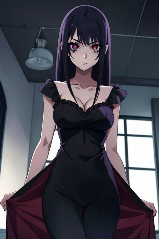 female girl, attractive, horror anime, scary but beatiful