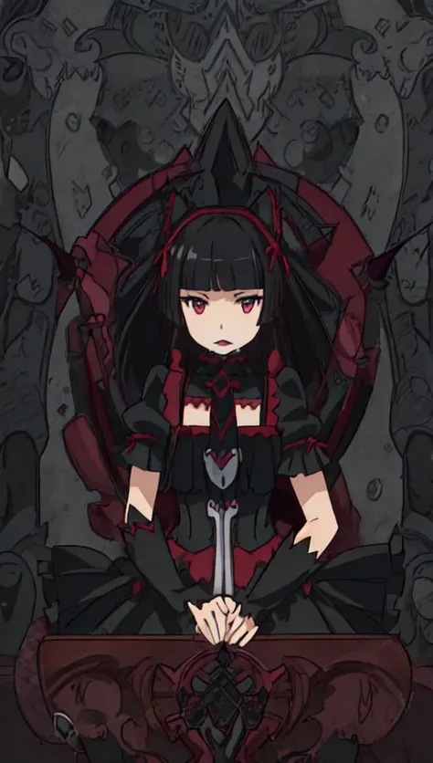 (masterpiece, best quality), intricate details, 4k, wallpaper, 1girl, <lora:chara_GATEJietai_RoryMercury_v1:1>, rory mercury, (gothic:1.4), (skulls:1.1) background, (dark theme:1.4), dynamic pose, abstract, <lora:animetarotV51:1>, Tarot card style