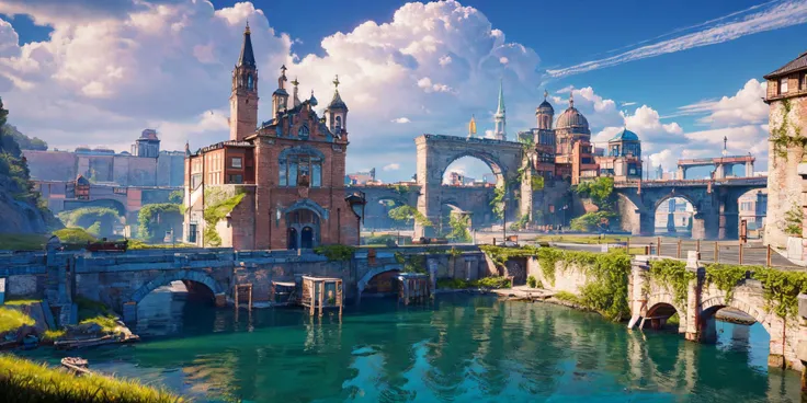 (masterpiece:1.2), best quality,UE5,
scenery, cloud, sky, outdoors, day, architecture, cloudy sky, building, tower, bridge, fantasy, stairs, city, blue sky
 <lora:UE_20230717224732-000003:0.8>
