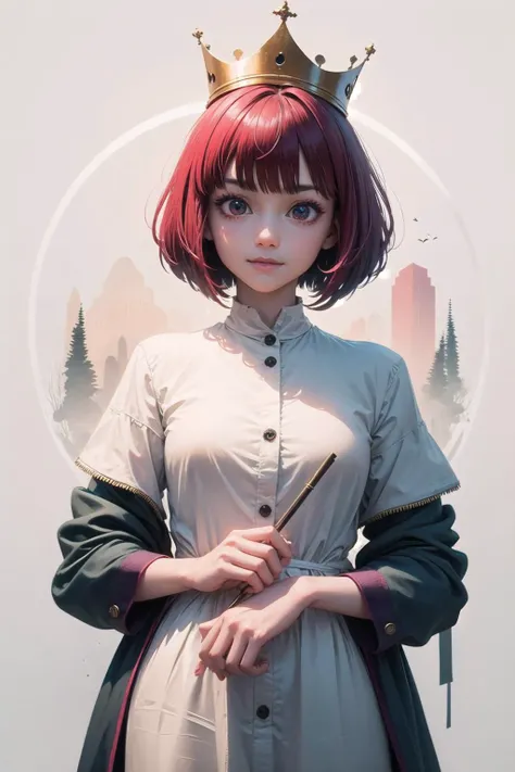 1girl,solo,<lora:onk_arima:1>,onk_arima,red eyes,looking at viewer,light smile,(cowboy shot:1.2),
(highly detailed eyes and face:1.2),a woman in a blue and white outfit and a crown,
<lora:ink-0.1-3-b28-bf16-D128-A1-1-ep64-768-DAdaptation-cosine:1> white background, scenery, ink,