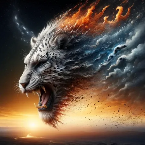 wildlife photo of a real animal depicting Amidst this living hell, dissolve the illusion <lora:ral-dissolve:1> ral-dissolve . Photo of real animal, natural habitat, detailed, vibrant, sharp focus