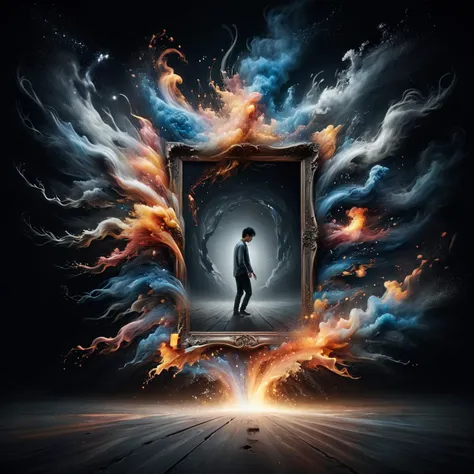 light painting photo of Amidst this living hell, dissolve the illusion <lora:ral-dissolve:1> ral-dissolve . Long exposure, moving light sources in frame, streaks, darkness, creative, in the style of Reuben wu