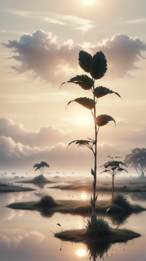 FurryStyle a foggy sunrise emphasizing the silhouettes of alien plants in a wetland <lora:FurryStyle:0.7> a foggy sunrise emphasizing the silhouettes of alien plants in a wetland, ral-dissolve a foggy sunrise emphasizing the silhouettes of alien plants in a wetland <lora:ral-dissolve-sd15:0.8>, (Masterpiece:1.3) (best quality:1.2) (high quality:1.1)