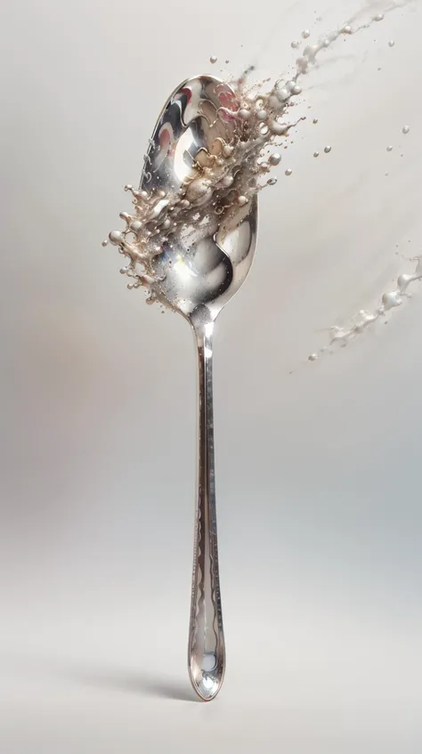 gleaming silver spoon RosehipSoup style <lora:SwedishDesserts:0.7> gleaming silver spoon, ral-dissolve gleaming silver spoon <lora:ral-dissolve-sd15:0.8>, (Masterpiece:1.3) (best quality:1.2) (high quality:1.1)