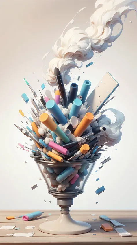 FurryStyle Office supplies <lora:FurryStyle:0.5> Office supplies, (smoke:0.5), disintigrate, dissolve, shatter, scatter, ral-dissolve Office supplies <lora:ral-dissolve-sd15:0.7>, (wind:0.7), (swirl:0.6), (Masterpiece:1.3) (best quality:1.2) (high quality:1.1)