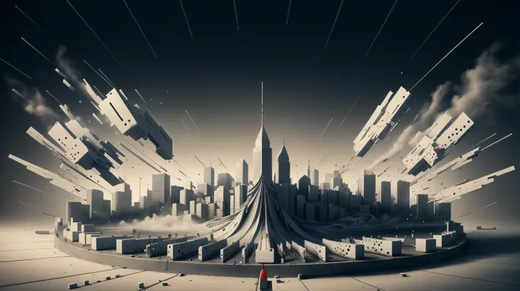 SpyWorld50s a silhouette of a cityscape formed by aligned dominoes, 50s,secret tech, <lora:SpyWorld50s:0.5> a silhouette of a cityscape formed by aligned dominoes, (smoke:0.5), disintigrate, dissolve, shatter, scatter, ral-dissolve a silhouette of a cityscape formed by aligned dominoes <lora:ral-dissolve-sd15:0.7>, (wind:0.7), (swirl:0.6), (Masterpiece:1.3) (best quality:1.2) (high quality:1.1)