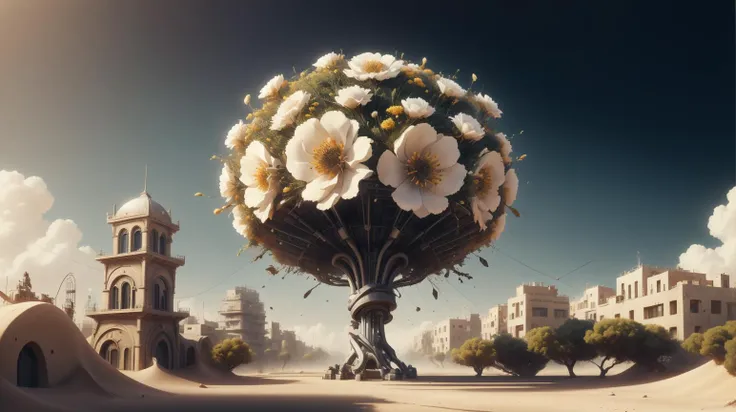 MinionStyle yellow an intricate white tree with mechanical flowers inside an intricate futistic cage, suspended in the air above a street of a megalopolis made of sand and glass, matte painting, cinematic, dramatic atmosphere, detailed, atmospheric, wide angle, artstation trending, <lora:MinionStyle:0.5> an intricate white tree with mechanical flowers inside an intricate futistic cage, suspended in the air above a street of a megalopolis made of sand and glass, matte painting, cinematic, dramatic atmosphere, detailed, atmospheric, wide angle, artstation trending,, (smoke:0.5), disintigrate, dissolve, shatter, scatter, ral-dissolve an intricate white tree with mechanical flowers inside an intricate futistic cage, suspended in the air above a street of a megalopolis made of sand and glass, matte painting, cinematic, dramatic atmosphere, detailed, atmospheric, wide angle, artstation trending, <lora:ral-dissolve-sd15:0.7>, (wind:0.7), (swirl:0.6), (Masterpiece:1.3) (best quality:1.2) (high quality:1.1)