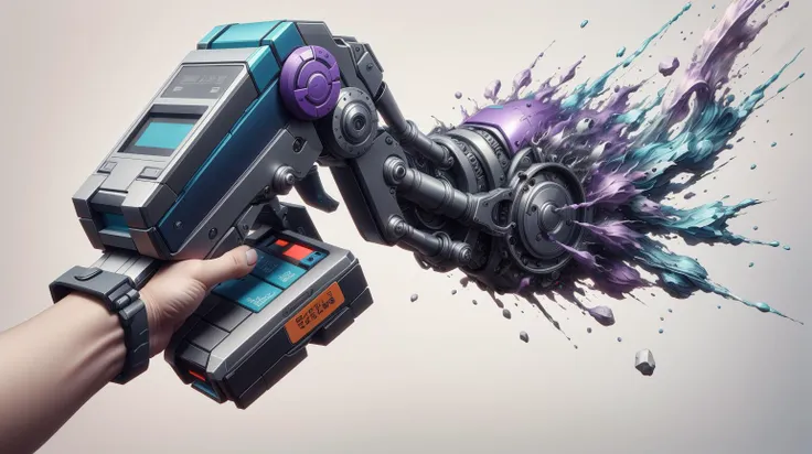 TransformersStyle Turquoise, Purple, Handheld label maker, mechanical, technical, hi-tech, sci-fi <lora:TransformersStyle:0.5> Handheld label maker, (smoke:0.5), disintigrate, dissolve, shatter, scatter, ral-dissolve Handheld label maker <lora:ral-dissolve-sd15:0.7>, (wind:0.7), (swirl:0.6), (Masterpiece:1.3) (best quality:1.2) (high quality:1.1)