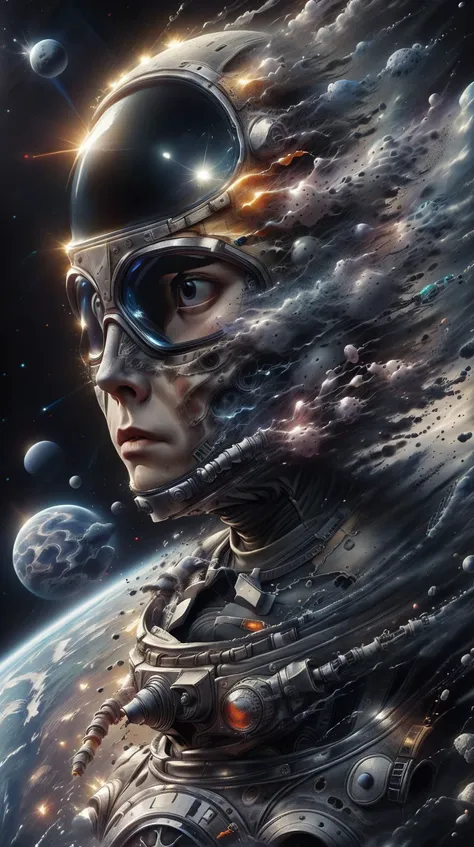 (style-swirlmagic:0.8), portrait, solo, (full body:0.6), looking away, detailed background, detailed face, (dystopian futuristic theme:1.1), astronaut, wearing sleek black space suit, 10%space helmet, utility belt,  stoic expression,  hair drifting, lightspeed,  holographic interface, massive planetary construct in background,  ethereal lighting, epic futuristic atmosphere,  SaffronBun style <lora:SwedishDesserts:0.65> (style-swirlmagic:0.8), portrait, solo, (full body:0.6), looking away, detailed background, detailed face, (dystopian futuristic theme:1.1), astronaut, wearing sleek black space suit, 10%space helmet, utility belt,  stoic expression,  hair drifting, lightspeed,  holographic interface, massive planetary construct in background,  ethereal lighting, epic futuristic atmosphere,, melting, (smelt:0.8), (droop:0.7), (drip:0.6), ral-dissolve (style-swirlmagic:0.8), portrait, solo, (full body:0.6), looking away, detailed background, detailed face, (dystopian futuristic theme:1.1), astronaut, wearing sleek black space suit, 10%space helmet, utility belt,  stoic expression,  hair drifting, lightspeed,  holographic interface, massive planetary construct in background,  ethereal lighting, epic futuristic atmosphere, <lora:ral-dissolve-sd15:0.9>, (soft:0.5), (Masterpiece:1.3) (best quality:1.2) (high quality:1.1)