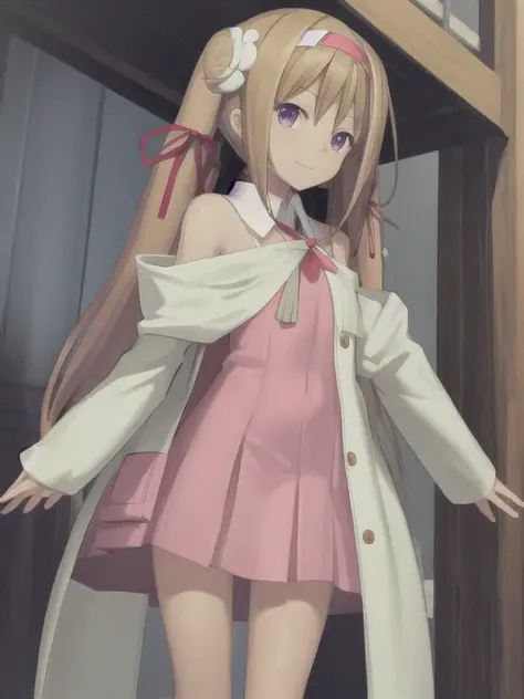 <lora:Aurica_Nestmile:0.9>,Aurica_Nestmile,long hair,front,standing,pink and white dress,hairband,