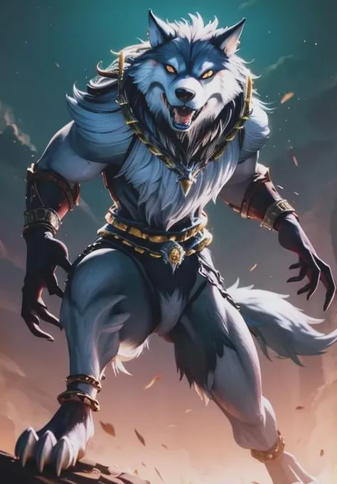 (masterpiece, 4k, ultra detailed: 1.2), (fantasy: 1.2), illustration, (realistic: 1), (photorealistic: 1), (white Samotedo dog resembling League of Legends champion: 1.6), (white hair, very long fur: 1.6), (roaring with open mouth: 1.3), (muscular body, , surrounding rays, giant dog: 1.3), (abstract painting background 2), --auto
