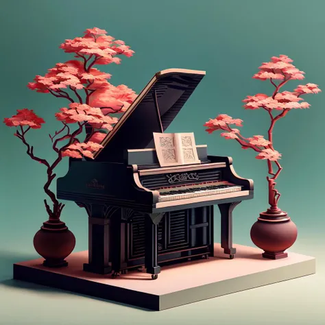 <lora:papercut02:1>1 piano