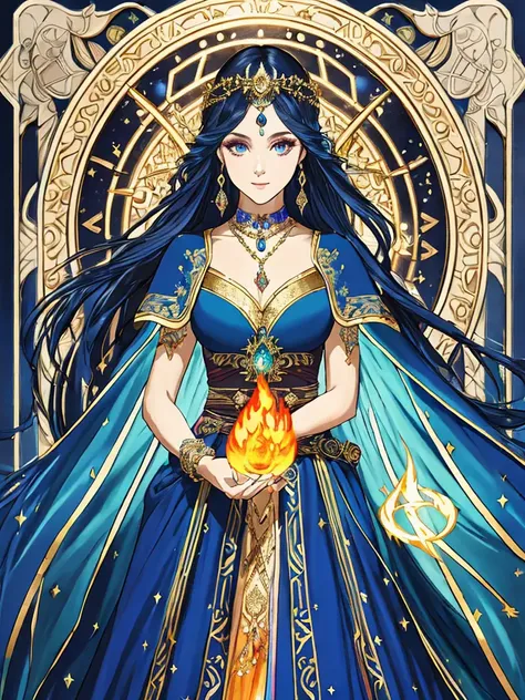 (8k, best quality, masterpiece:1.2),(best quality:1.0),ultra highres:1.0, a beautiful sorceress practices dark magic but it is really colorful magic, sorceress holding fire, smooth lines, luminous bright design, extremely detailed, 4k, beautiful