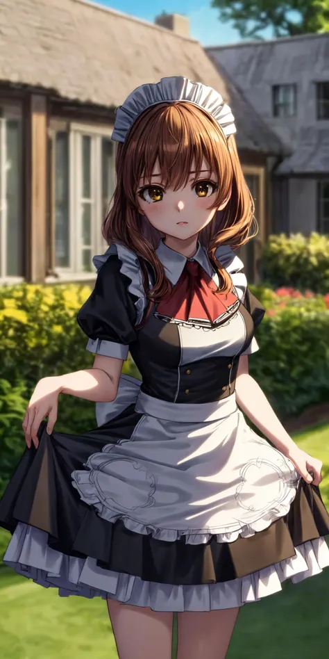 (masterpiece), best quality, (((ultra detailed, 8k quality))), expressive eyes, perfect face, perfect anatomy, perfect body, scene, <lora:scene_:0.7>, <lora:more_details:0.7>, <lora:beautiful_detailed_eyes:0.5>, <lora:GoodHands-vanilla:1>, <lora:give_it_a_name:0.7>,
<lora:mugenkurumi-nvwls-v1:0.8> mugenkurumi, maid, maid headdress, black dress, garden, standing, skirt hold,
