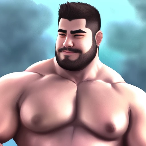 bara, (big belly), digital painting, detailed face, masterpiece, realistic, 4k, trending on art station