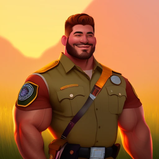 subtle smile, digital painting, bara, trending on art station