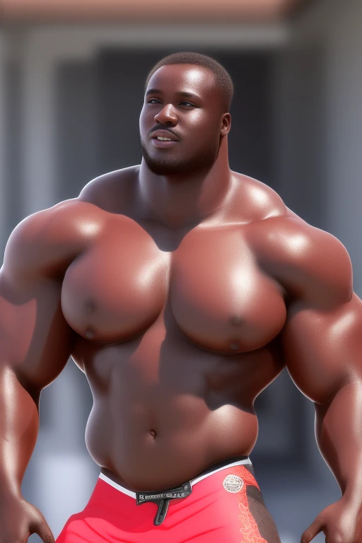 Senegalese, bara, Whole body, pecs, chest, tank top, cleavage, thong, bulge, realistic, 4k