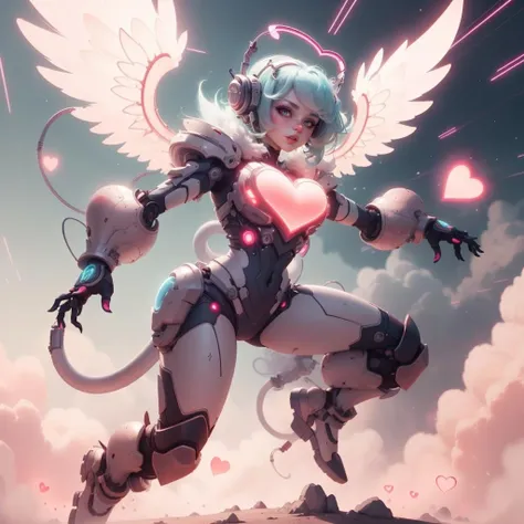 <lora:CupidTech-22:0.8>, cupidtech ,scifi,
monster girl,colored glowing hair , dynamic pose, excessive fog ,
