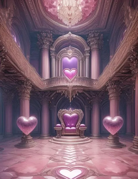 ((best quality)), ((masterpiece)), ((realistic)), (detailed), CupidTech, a throne room decorated in heartshaped nightmares, heartshaped nightmare tiles, purple, ((masterpiece)), absurdres, HDR, <lora:add_detail:1>, <lora:LowRA:0.5>, <lora:CupidTech:0.9>