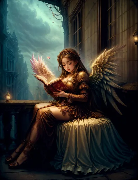 ((best quality)), ((masterpiece)), ((realistic)), (detailed), CupidTech CookiePunkAI, a girl on the street reading a book, amor the angel of love on a balcony, ((masterpiece)), absurdres, HDR, <lora:add_detail:1>, <lora:LowRA:0.5>, <lora:CupidTech:0.75> <lyco:DonMn1ghtm4reV2:0.7>