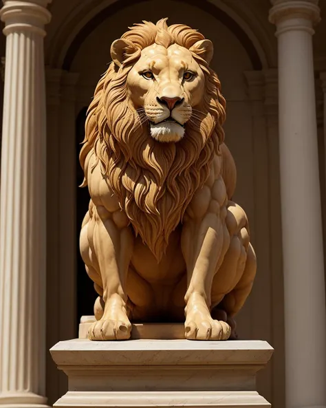 best quality,masterpiece,highly detailed,ultra-detailed, <lora:neg4all_bdsqlsz_V3.5:-1> <lora:Marblesculpture_last:2> 1other, no humans,lion