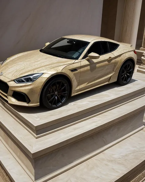 best quality,masterpiece,highly detailed,ultra-detailed, <lora:neg4all_bdsqlsz_V3.5:-1> <lora:Marblesculpture_last:3> Marbles sport car