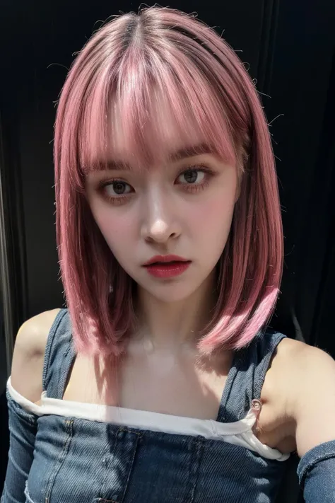 <lora:LilyV6-10:1>,Lily,(8k, best quality, masterpiece:1.2), (realistic, photo-realistic:1.37),best quality,masterpiece,unity,an extremely delicate and beautiful,extremely detailed,Amazing,finely detail,masterpiece,best quality,official art,absurdres,incredibly absurdres,huge white shirt, filesize,ultra-detailed,highres,extremely detailed,beautiful detailed girl, slim body, natural light, extremely detailed eyes and face,beautiful detailed eyes, looking at viewer, 1girl, ((full body)), solo,((denim top)),((blue jeans)),((bare shoulders)),((pink hair)),((makeup under eyes)),<lora:more_details:1>,long hair
