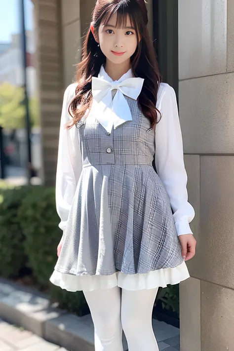 Amavelgerydress,1girl,full body, naughty face,
Best quality, masterpiece, ultra high res, RAW photo,masterpiece, best quality, (photorealistic:1.4), delicate face, (narrow waist:1.2),
dress, long sleeves, bow, frills, (plaid dress:1.2), sleeves past wrists, white bowtie, standing, plaid,grey dress, white bow,(white pantyhose:1.4), footwear, pearl button
outdoors, (blurry background:1.5),
,<lora:AmavelgerydressV1.0:0.8> <lora:cuteGirlMix4_v10:0.2> <lora:koreanDollLikeness_v10:0.2> <lora:japaneseDollLikeness_v10:0.2>