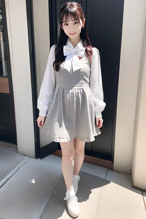 Amavelgerydress,1girl,full body, naughty face,
Best quality, masterpiece, ultra high res, RAW photo,masterpiece, best quality, (photorealistic:1.4), delicate face, (narrow waist:1.2),
dress, long sleeves, bow, frills, (plaid dress:1.2), sleeves past wrists, white bowtie, standing, plaid,grey dress, white bow,black pantyhose, footwear, pearl button
outdoors, walking, ,
,<lora:AmavelgerydressV1.0:0.8> <lora:cuteGirlMix4_v10:0.2> <lora:koreanDollLikeness_v10:0.2> <lora:japaneseDollLikeness_v10:0.2>