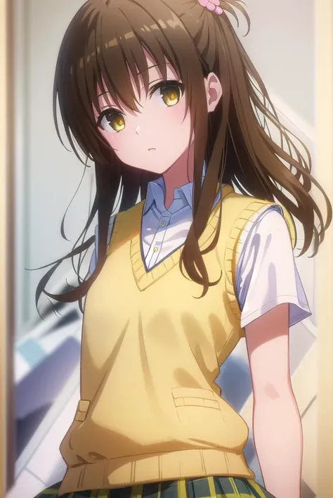 mikanyuuki, <lyco:mikan yuuki darkness-lyco-nochekaiser:1>,
mikan yuuki, (brown eyes:1.5), brown hair, hair ornament, hair scrunchie, long hair, pink scrunchie, scrunchie, (flat chest:1.2),
BREAK green skirt, plaid, plaid skirt, sainan high school uniform, school uniform, skirt, shirt, white shirt, sweater vest, (yellow sweater vest:1.5),
BREAK indoors, classroom,
BREAK looking at viewer, (cowboy shot:1.5),
BREAK <lyco:GoodHands-beta2:1>, (masterpiece:1.2), best quality, high resolution, unity 8k wallpaper, (illustration:0.8), (beautiful detailed eyes:1.6), extremely detailed face, perfect lighting, extremely detailed CG, (perfect hands, perfect anatomy),