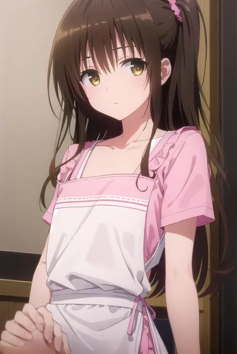 mikanyuuki, <lyco:mikan yuuki darkness-lyco-nochekaiser:1>,
mikan yuuki, (brown eyes:1.5), brown hair, hair ornament, hair scrunchie, long hair, pink scrunchie, scrunchie, (flat chest:1.2),
BREAK apron, blouse, collarbone, layered skirt, pink shirt, shirt, short sleeves, skirt, yellow apron,
BREAK indoors, kitchen,
BREAK looking at viewer, (cowboy shot:1.5),
BREAK <lyco:GoodHands-beta2:1>, (masterpiece:1.2), best quality, high resolution, unity 8k wallpaper, (illustration:0.8), (beautiful detailed eyes:1.6), extremely detailed face, perfect lighting, extremely detailed CG, (perfect hands, perfect anatomy),