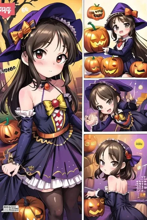 masterpiece, best quality,ultra detail,<lora:anmnr01:0.3> <lora:add_detail:0.4>,<lora:GoodHands-vanilla:0.6>,girl,petite,,bubble,strawberry ,happy,Halloween <lora:Icy Cold Comics:0.7>comic_panel_layout,<lora:arisu-outfits-v1.6:0.7>arisu