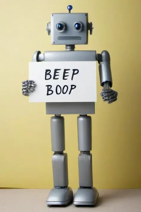 <lora:PE_HoldingSign:0.8> PEHoldingSign,
Robot holding a sign that says beep boop