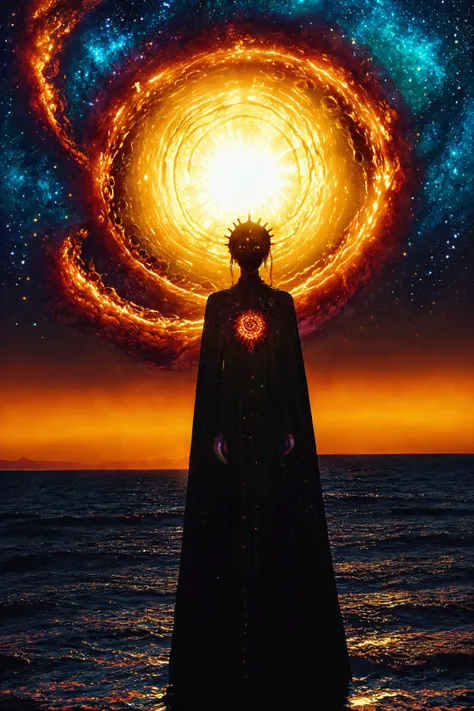 (in Gerald Brom style:1.4),(masterpiece:1.2),(A female void walker, form flickering between existence and nothingness, eyes reflecting the infinite expanse of the void, clad in a swirling cloak of pure darkness and shadow, composed in an abstract cosmic style with black holes and collapsing stars, wearing unique Avant-garde masterpiece attire and headdress:1.1),(bathed in the intense heat of the suns corona, set against the backdrop of the darkest depths of the ocean where sunlight never reaches and bioluminescent creatures illuminate the abyss:1.1),(hyperdetailed:1.1),(intricate details:1),(Refined details:1.1),(best quality:1.1),(very stylish detailed modern haircut, mesmerizing detailed radiant face, mesmerizing detailed beautiful eyes:1.2),<lora:add-detail-xl:0.9>,<lora:MJ52:0.3>,<lora:SDXLFaeTastic2400:0.3>,