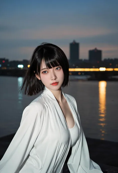 scroe_9,score_8_up,score_7_up,best_quality,masterpiece,ultra-detailed,absurdres,(shiny_skin,fair_skin,white_skin),
<lora:LXPony2.0:0.5>,
1girl,gray medium hair,blunt_bangs,large breasts,
cyberpunk,semi-mechanical girl,sitting on the tiantai,background vast urban landscape,night,neon lights,gale,hair blown by the wind,hand to catch the hair blown by the wind,