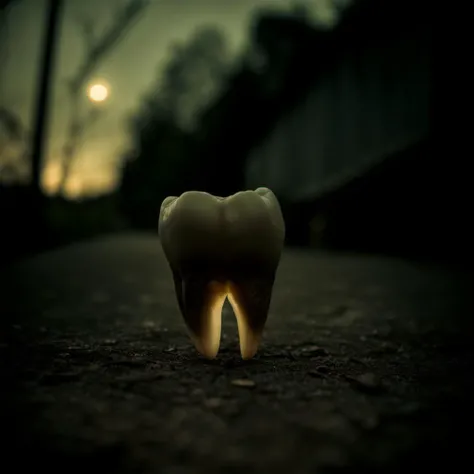 a grainy real polaroid photo of a tooth on the side of the old road.
flash photography, dimly lit, bad lighting, dark background, creepy, nostalgic, (night time:1.5), moody ambience, bad photography