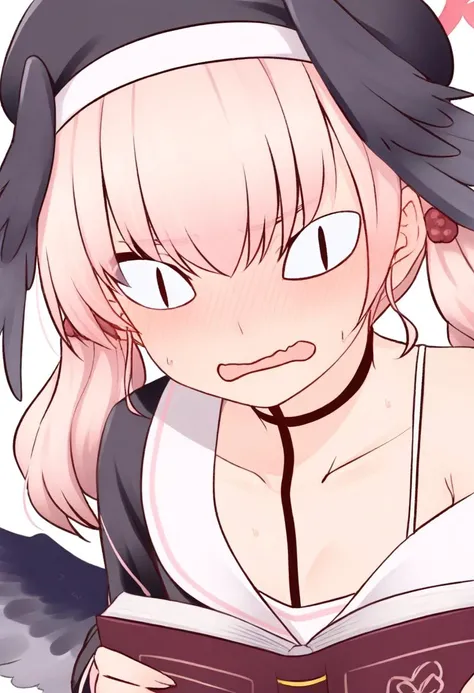 1girl, long white hair, brown eyes, big breasts, nude, disgust face, simple background, chibi style, full stand, masturbating