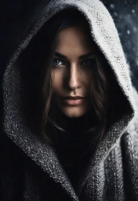 cozy lighting, dark background, portrait, unusual composition, use of negative space, spectral, eye close-up, facial scars