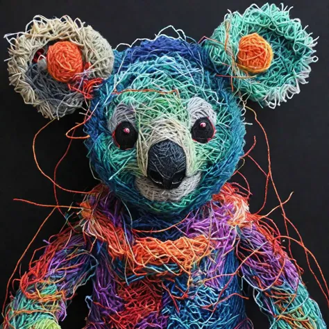 Yarn art style, demon koala from hell,