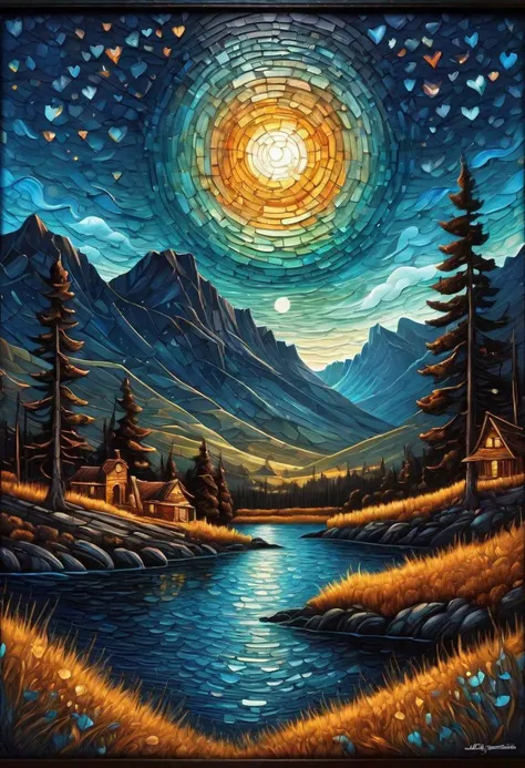 fine art, oil painting, best quality, dark tales, Cape Town in the  Van Gogh  style, starry sky, Dan Mumford, Andy Kehoe, 2d, flat, cute, adorable, vintage, art on a cracked paper, patchwork, stained glass,  fairytale, storybook detailed illustration, cinematic, ultra highly detailed, tiny details, beautiful details, mystical, luminism, vibrant colors, complex background