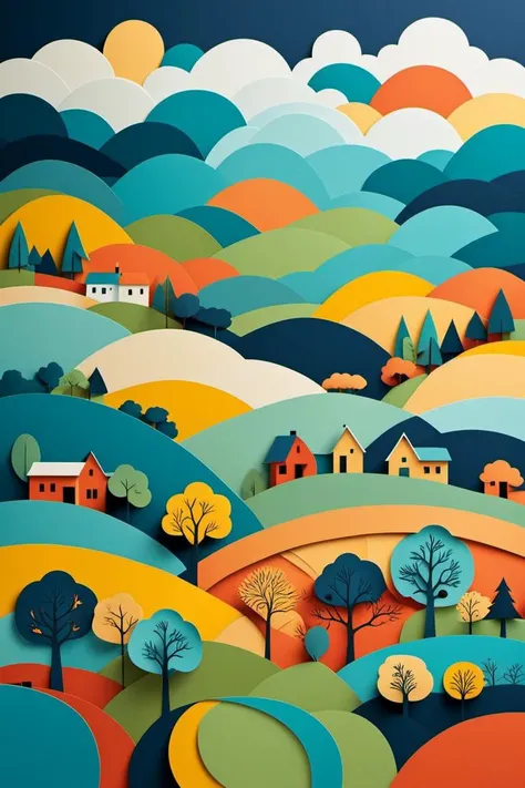 Flat papercut style a surreal,of a aspects from Romanian folk art,psychotropic landscape where an intricate patchwork of dreamscape elements intertwines,((dyeing)),((oil painting)),((impasto)),landscape/scenery,<lora:xl_more_art-full_v1:1>,
incredibly absurdres,absurdres, . Silhouette, clean cuts, paper, sharp edges, minimalist, color block