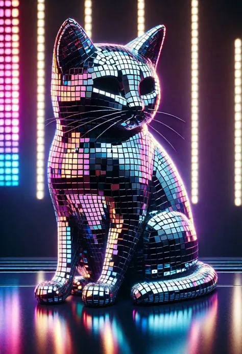 a chibi cat sci fi character with cybernetic mecha implants in the style of a code vein character made of mad-dscbll, neon light glowing outline, cyberspace grid in background, sparkle, dynamic dramatic lighting, bokeh, dynamic camera angle, dynamic pose, cyberpunk, scifi, 1980s, retro, aesthetic, masterpiece, best quality, ultra high res, (photorealistic, realistic:1.2), deep shadow, raw photo, film grain, Fujifilm XT3, 8k uhd, dslr