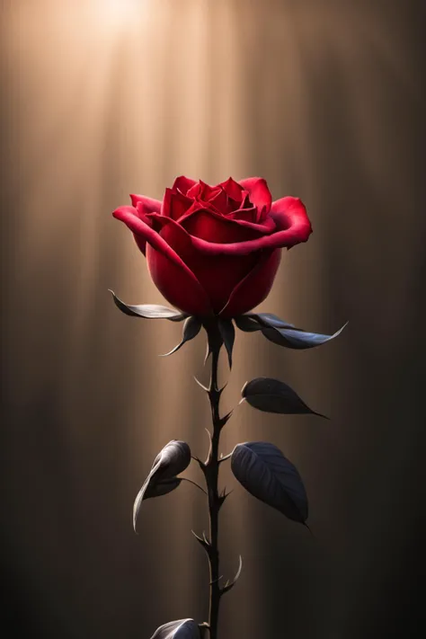 Glowing rose, wonderful light and shadow, ,(high quality), best quality,(realistic), real skin texture,Mechanical arms, mechanical halos, mechanical wings, mechanical parts