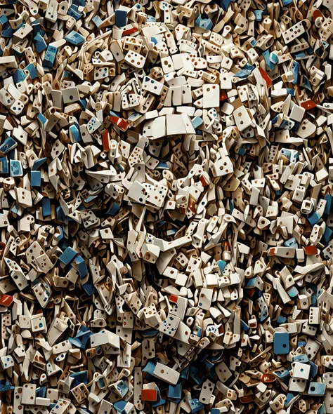 the anatomy of a human head made of domino pieces and shels, an ultrafine detailed painting by James jean, octopath traveler, Behance contest winner, vanitas, angular, altermodern, surreal