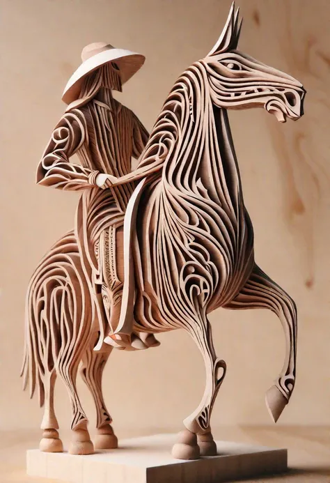 (wood sculpture minimalistic abstract scene with a gaucho with argentine poncho in nature), abstract, 3d render, strong, intricate details, (masterpiece)
paper cut, woodfigurez