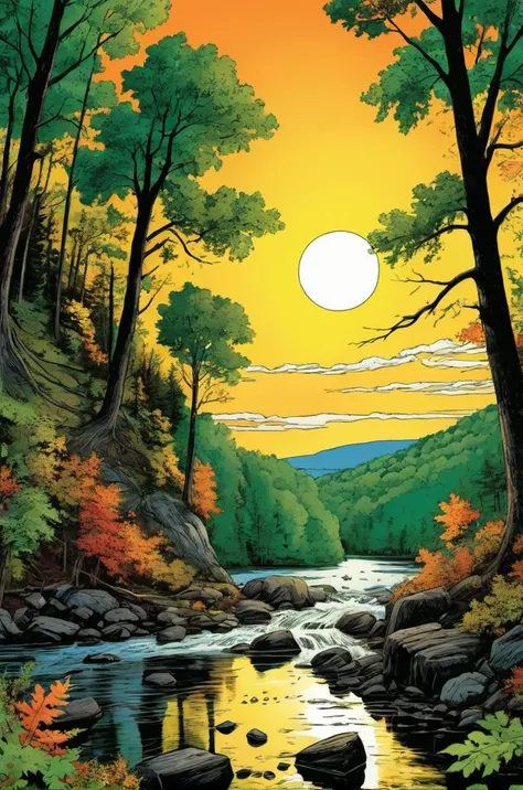 comic (((masterpiece))),(best quality),((ultra-detailed)),
It is 1645 this setter explores the mysterious woods of the hudson valley,style expressive,<lora:xl_more_art-full_v1:0.85>, . graphic illustration, comic art, graphic novel art, vibrant, highly detailed